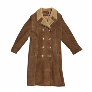 Vintage 70s Shearling California Spring Lamb Coat Double Breasted Sheepskin Tan
